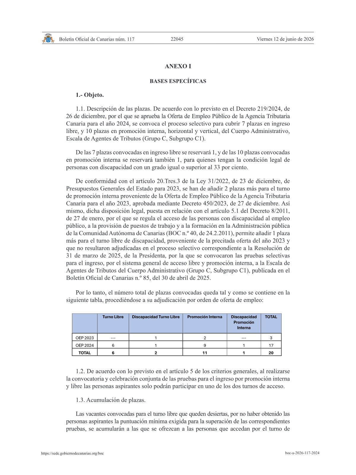 Página 5 de las bases de Administrativo Agencia Tributaria Canaria 2026