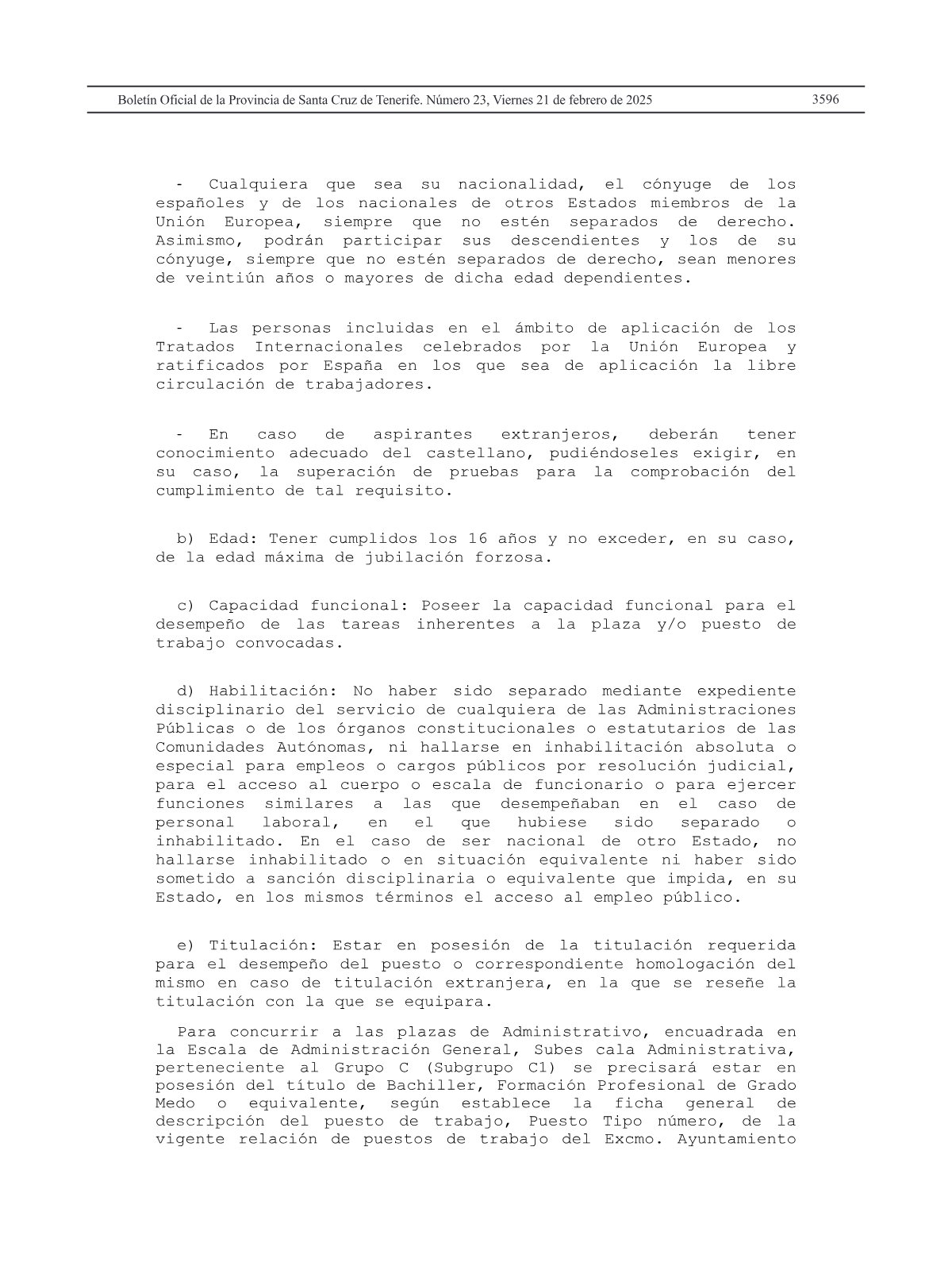 Página 108 de las bases de Administrativo Ayuntamiento de Los Llanos de Aridane 2026
