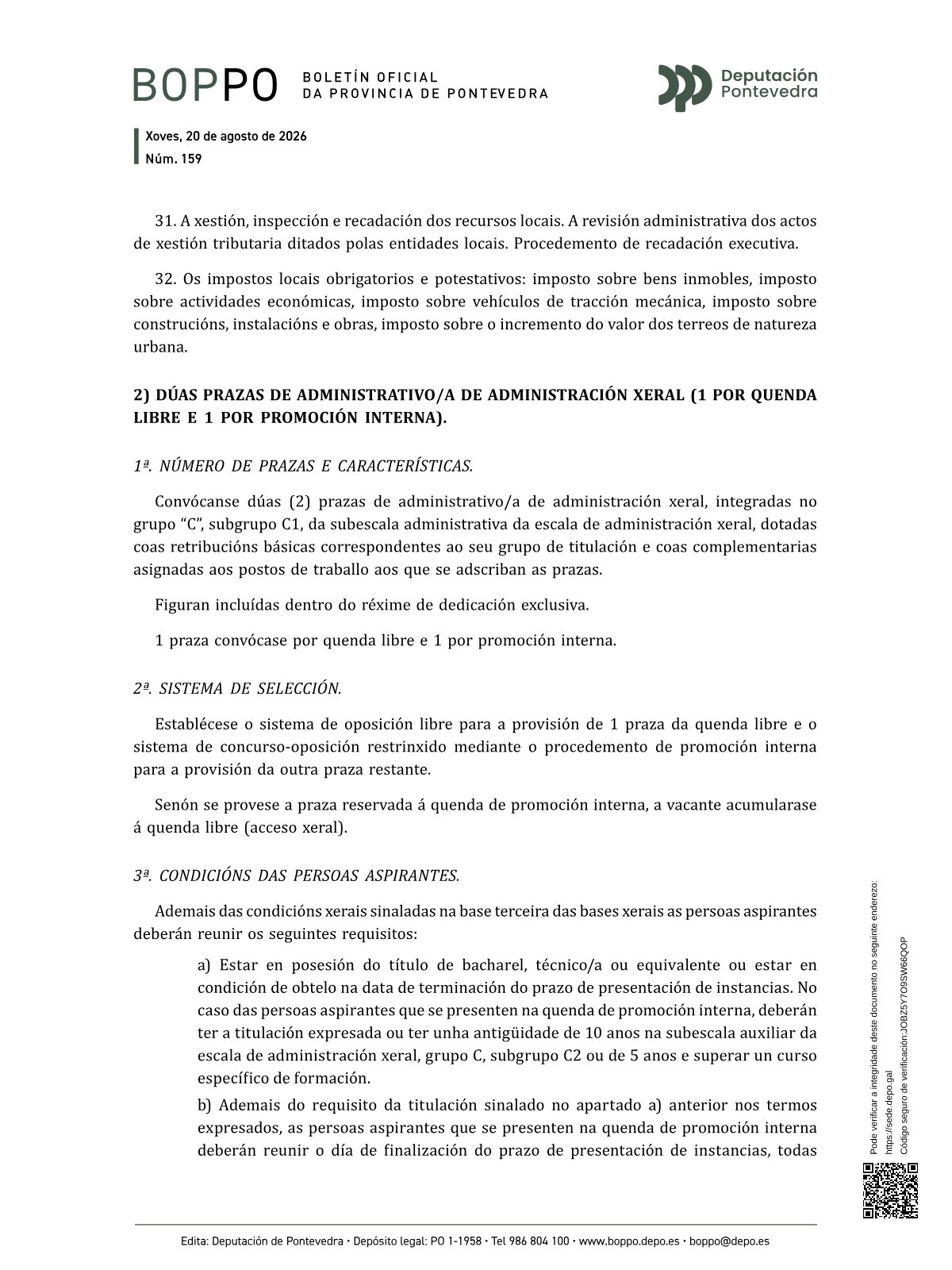 Página 44 de las bases de Administrativo Ayuntamiento de Pontevedra 2026