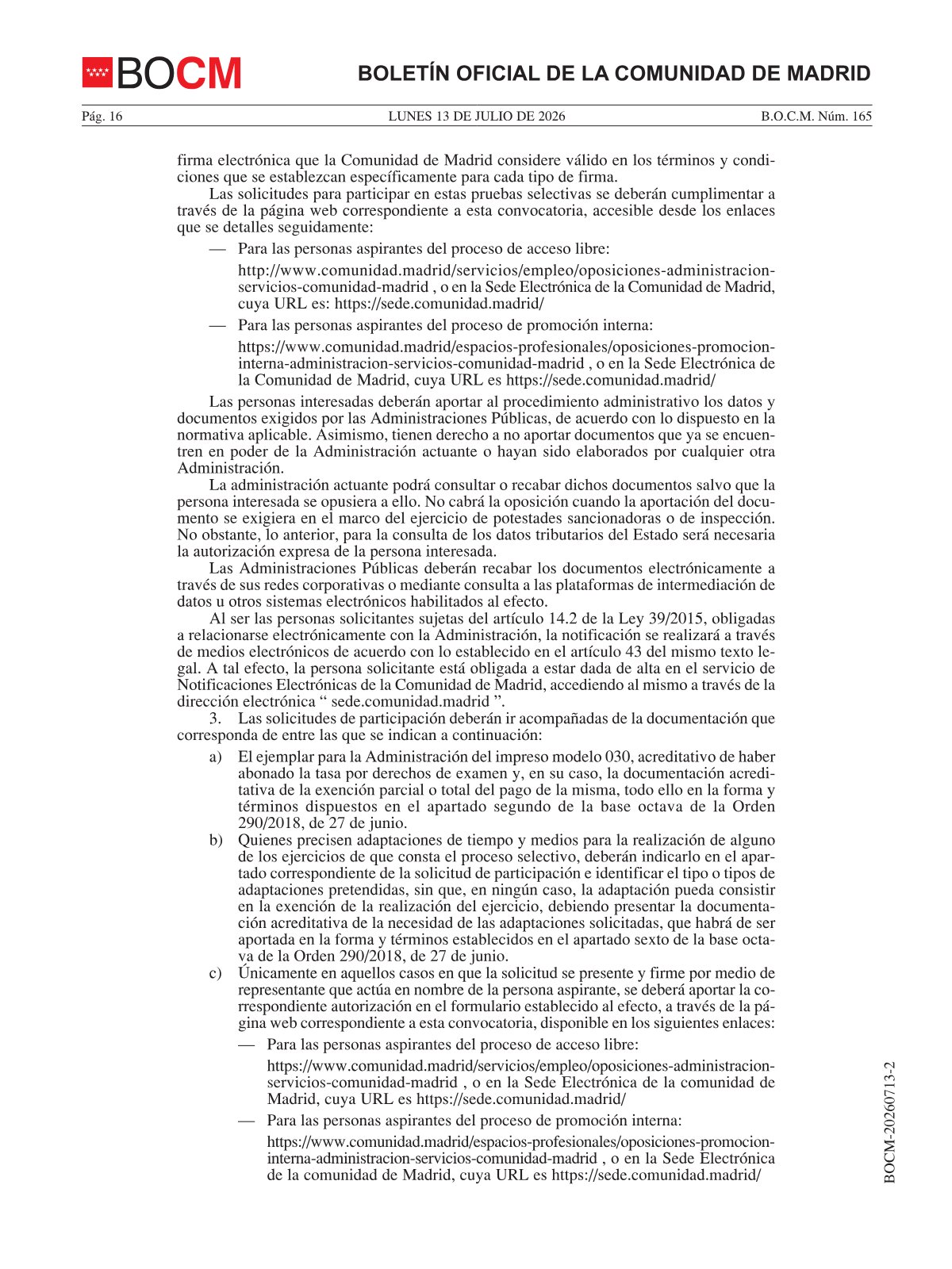 Página 4 de las bases de Auxiliar Administrativo Comunidad de Madrid 2026